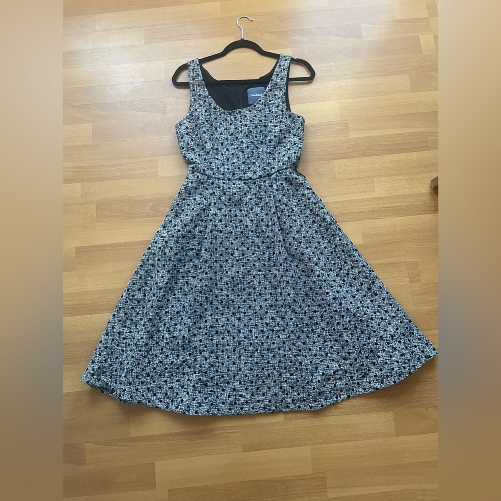Modcloth Black and Grey Textured Midi Dress